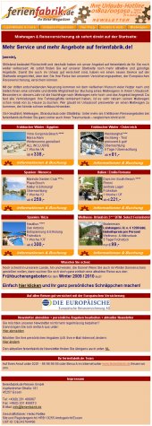 ferienfabrik.de Reisen - Newsletter 2006 - 2010